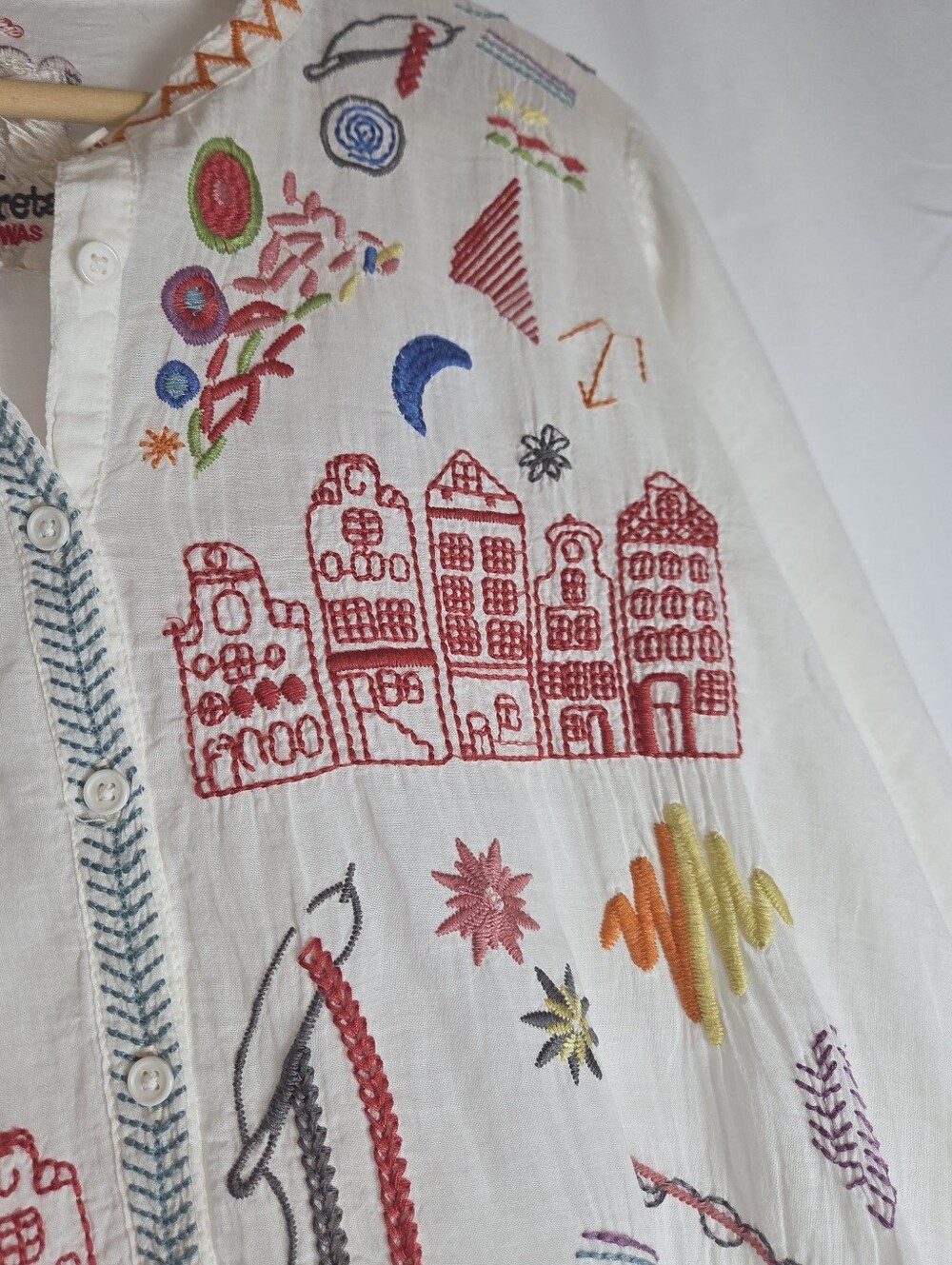 Pete & Greta Johnny Was Travel Gauze Cotton Embroidered Boho Tunic Blouse - Picture 3 of 13